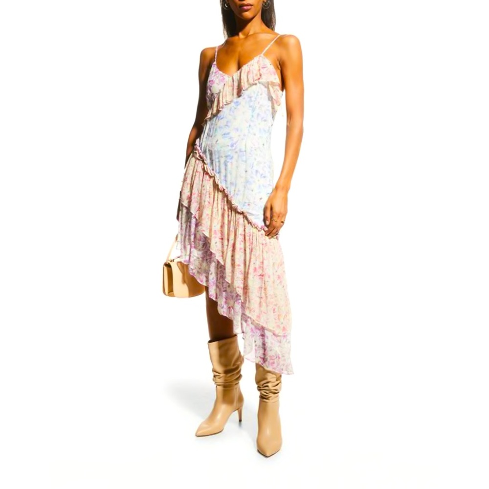 Newport Asymmetric Floral Silk Dress